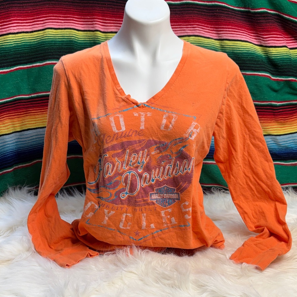 Harley-Davidson Women's Orange Long Sleeve Tee